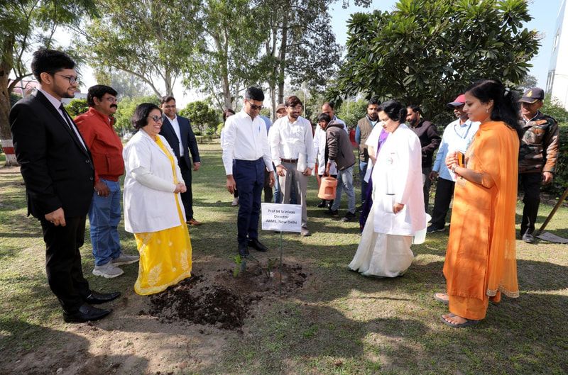 Rudraksha sapling planting at AIIMS Rishikesh, November 2022