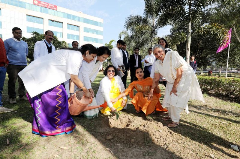 Dignitaries at the AIIMS Rishikesh tree-planting ceremony