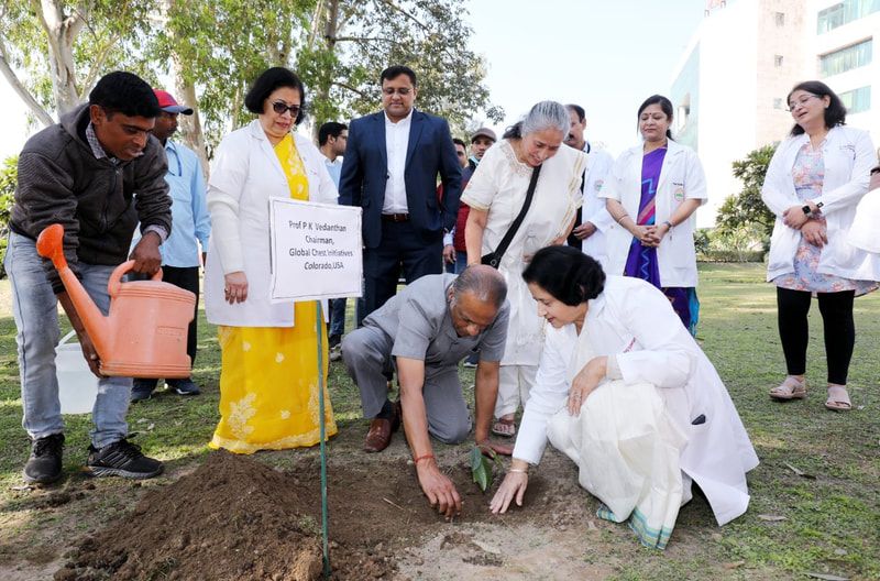 Tree planting at AIIMS Rishikesh with Dr. PK and Mrs. Kamala